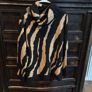 NEW Soft Surroundings Teona Animal Print Sweater Cowlneck Knit Black
Brown Large